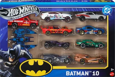 Produktbild von Hot Wheels 10er-Pack Batman-Fahrzeuge im Maßstab 1:64 (Stile können abweichen), Fahrzeug-Set, 3 Jahr(e), Kunststoff, Metall, Mehrfarbig