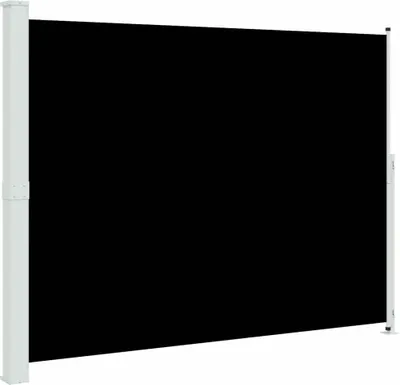 A black retractable side awning is shown against a white background.