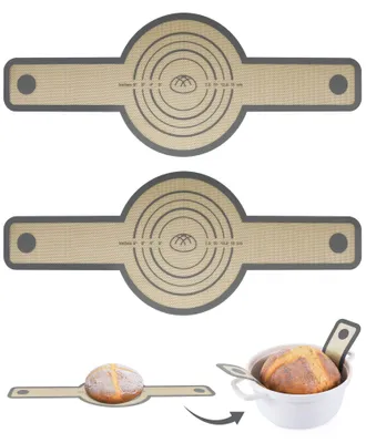 Produktbild von Brottrageset (2-teilig), Backmatte für Brot, Silikon-Backmatte für Bräter und Brotbackformen, Brotbackzubehör, wiederverwendbar mit langen Griffen, Brotbackmatte für runde Brotformen, Brotbackformen und Öfen