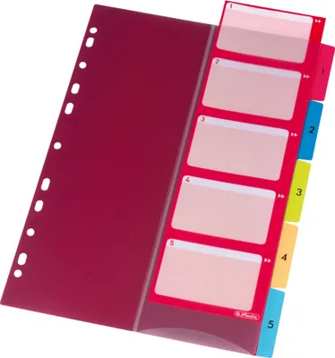 Produktbild von Herlitz Register 1-5 22,3x29,7cm PP farbig mit Indexblatt Eurolochung