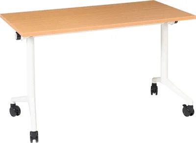 Produktbild von BELIANI Schreibtisch Braun / Weiß 120 x 60 cm Klappbar Faltbar mit Rollen Mobil Bürotisch für Homeoffice Büro Modernes Design