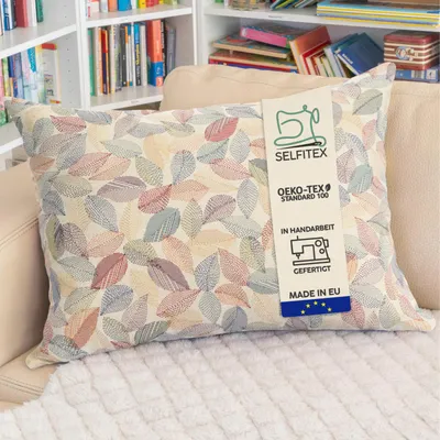 Produktbild von Selfitex Buntes Dekokissen inkl. Füllung, weiches Lesekissen, dekoratives Zierkissen, Sofakissen, Rückenkissen, Größe: 60x80, Muster: Leaves
