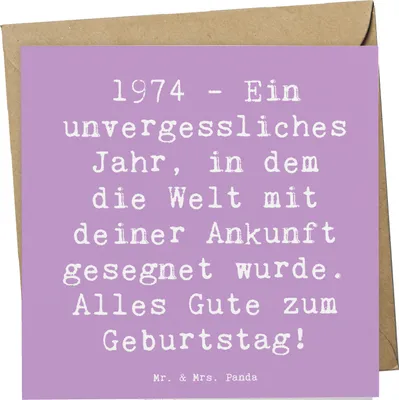 Produktbild von Mr. & Mrs. Panda Glückwunschkarte Spruch 1974 Geburtstag - Lavendeltraum - Geschenk, Happy Birthday, Klappkarte, anlasskarte, faltkarte, Geburtsjahr, Erinnerungen, Alter