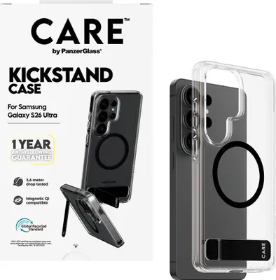 Produktbild von PanzerGlass CARE™ by ® Kickstand Case Transparent m. Qi Samsung Galaxy S26 Ultra, Cover, Samsung, Samsung - Galaxy S26 Ultra, Transparent
