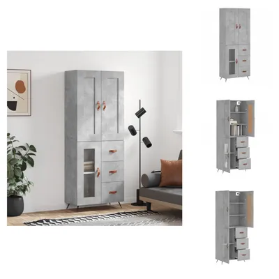 Produktbild von vidaXL Highboard Betongrau 69,5x34x180 cm Holzwerkstoff -  Sideboards