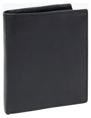 Produktbild von Hochformat Geldbörse mit Klappe für zahlreiche Karten, Sicherheits-Portemonnaie mit RFID-Schutz und Geschenkbox aus echtem Leder, schwarz