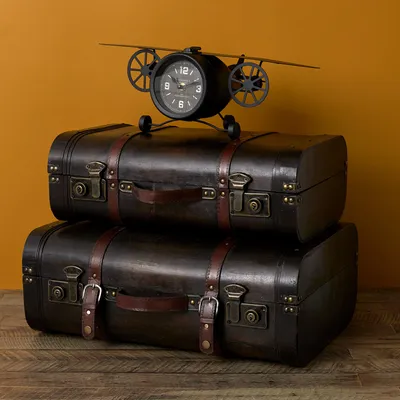 Image de Horloge - HOME DECO FACTORY - Avion Vintage - Décorative - Noire