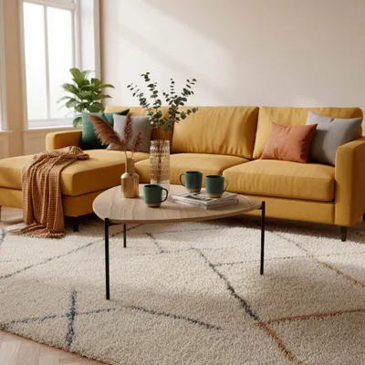 Image de Table basse triangulaire en acier et effet bois - Oviala Eddie