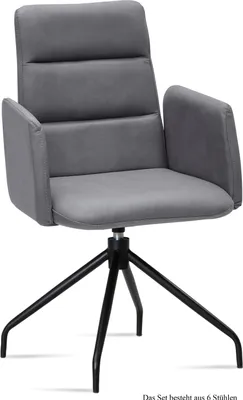 Produktbild von Armlehnstuhl drehbar (6er-Set) Domona 52x92x60 Schwarz/Grau