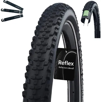 Immagine prodotto di 1 pneumatico per bicicletta Schwalbe SMART SAM PLUS Performance E-50, misura 29 x 2,25 (57-622), colore nero/riflettente, con tecnologia GreenGuard, inclusi leva pneumatici