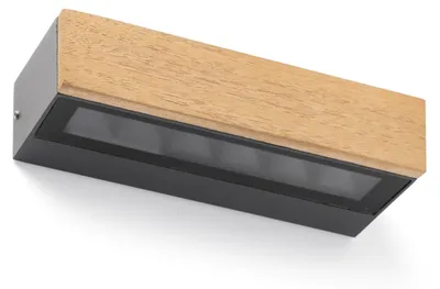 Obrázek produktu pro Nástěnné svítidlo DORO 220 LED 2x6,5W 3000K IP65 dřevo+hliník teak D:22.2cm V:5.1cm