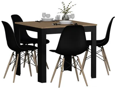 Produktbild von Tisch + 4 Stühle Modern OLA Skandinavischer Stil Loft Eiche Artisan