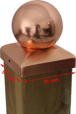 Produktbild von Pfostenkappe Kupfer 91 mm Kugel Abdeckkappe für Pfosten 9 x 9 cm