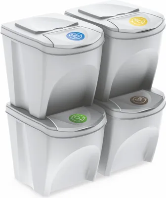 Image de Sortibox - Kit de 4 poubelles de 25 litres > blanc