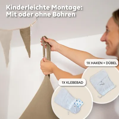 Produktbild von Famanu Betthimmel - 100% Baumwolle Musselin - Himmel für Babybett, Kinderbett oder Kuschelecke - Dekoration für das Kinderzimmer