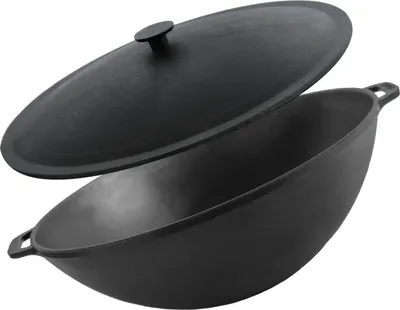 Produktbild von Ø36cm Wok  8L Gusseisen mit Gusseisen Deckel Pfanne BRIZOLL Schmortopf Asia Wokpfanne für Gasgrill, Herd, Ofen, Lagerfeuer Asia Gusseisenpfanne Induktionsgeeignet Cast Iron