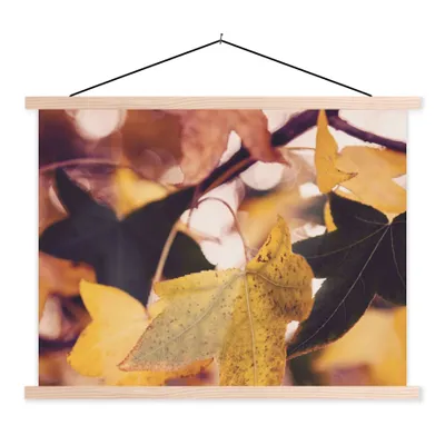 Produktbild von MuchoWow® Textilposter Blätter - Ahorn - Herbst - Jahreszeiten 40x30 cm mit holzfarbenen Rahmen - Bilder