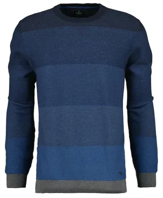 Ragman Pullover Strickpullover gestreift in blau