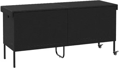 Produktbild von Hochwertig Gartentruhe mit Rollen Schwarz 160x55x75 cm Poly Rattan 4103831