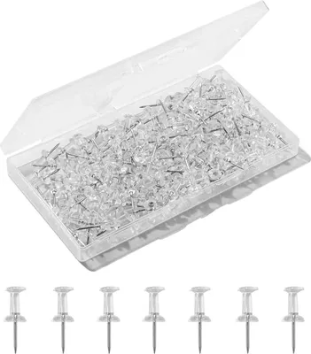 Produktbild von 120 Stück Transparente Reißzwecke, Reißnagel mit Plastikbox, Heftzwecken für DIY, Pinnwand, Korktafeln, Wandkarten