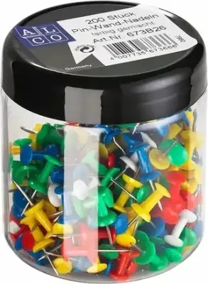 Produktbild von Alco Pinnwandnadel Kunststoff sortiert 12mm 200 ST 4007735673666