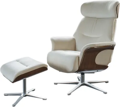 Produktbild von KAWOLA Sessel TOSAR Relaxsessel drehbar Velvet cremeweiß mit Hocker