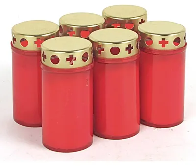 Image de 6 pièces 3 jours-brûleur Bougies funéraires Décoration de cimetière Lumières funéraires rouge blanc