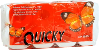 Produktbild von Quicky Toilettenpapier, 2-lagig, hochweiß, 250 Blatt, 64 Rollen