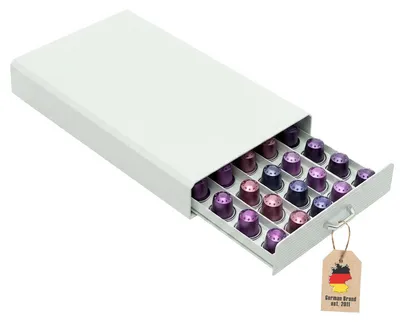 Produktbild von Intirilife Aufbewahrungsschublade für 50 Kaffeekapseln Kompatibel mit Nespresso Kapseln 38.2 x 23.2 x 5,6 cm Kapselhalter Kaffeekapselhalter