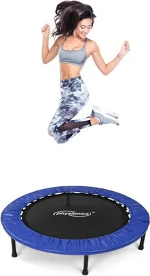 Produktbild von Physionics Physionics - Fitness-Trampolin mit Schutzrand für Kinder und Erwachsene - Durchmesser 102 cm - für den Innen- und Außenbereich - maximal 100 kg - Mini-Gartentrampolin