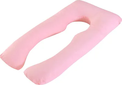 Image de Coussin de grossesse en forme de U, Coussin d'allaitement, avec housse amovible et lavable, 60×120 cm, rose