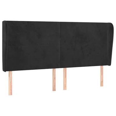 Produktbild von vidaXL Kopfteil mit Ohren Schwarz 183x23x118/128 cm Samt
