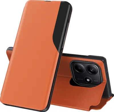 Produktbild von Dünn Flip Stand Cover Kunstleder Schutzhülle für Xiaomi Redmi Note 14 5G Orange