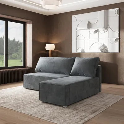 Produktbild von Masseno Ecksofa BRISO M mit Schlaffunktion L-Form, Sofa mit Bettkasten, Wohnzimmersofa, Couch, Soffa, Bettsofa, Couchgarnitur- Grau, MONOLITH 85