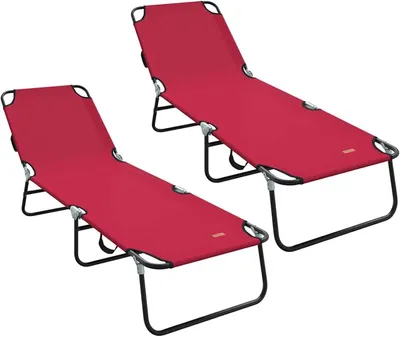 Produktbild von 2 klappbare tragbare rote Sonnenliegen aus 600D-Oxford-Gewebe