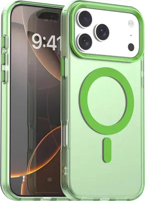 Immagine prodotto di Custodia per iPhone 17 Pro Max, compatibile con MagSafe, sottile custodia semi-trasparente opaca antiurto Verde