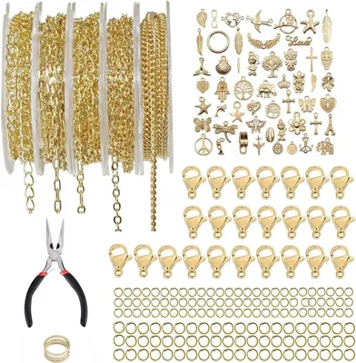 Immagine prodotto di Collana a catena, catena a maglie, oro, 5 rotoli da 1 metro ciascuno, accessori per la creazione di gioielli