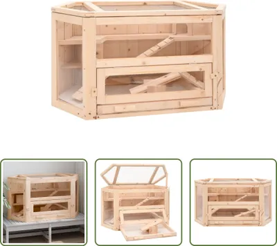 Produktbild von The Living Store Klietka pre škrečka 80x40x43 cm z jedľového masívu