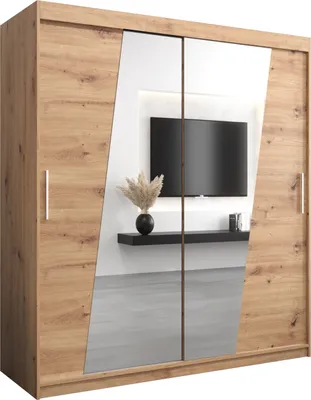 Produktbild von Kleiderschrank, Schiebetürenschrank Schlafzimmer, Schrank mit Spiegel RHOMB 180 cm