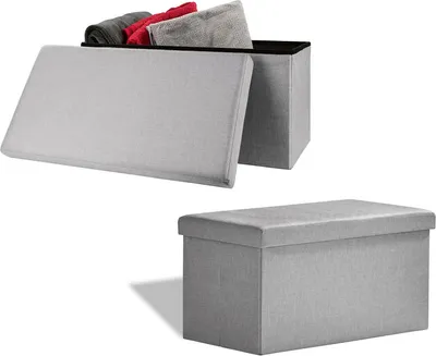 Produktbild von Sitzhocker Stauraum Sitztruhe Deckel Aufbewahrungsbox Faltbare Sitzbank Truhe Fassungsvermögen: ca. 96 l