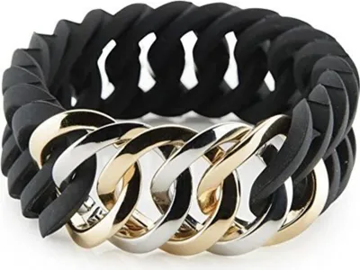 Produktbild von The Rubz 100178 Ladies Bracelet Circle Medium Stainless Steel Bicolor Gold Black 18