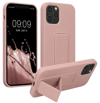 Produktbild von kwmobile Handyhülle für Apple iPhone 12 / iPhone 12 Pro Hülle - TPU Silikon Case mit Fingerhalter und Stand - Schutzhülle Cover in Altrosa
