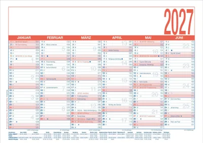 Produktbild von Arbeitstagekalender kaschiert A4 2027