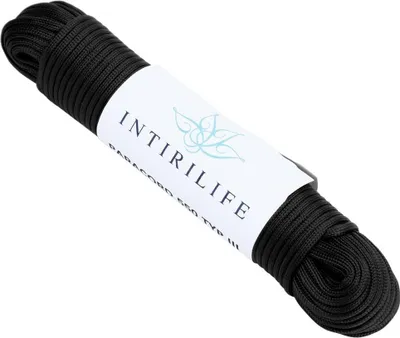 Image de Intirilife 31m de corde en nylon Outdoor en NOIR - corde de jardin de 31 mètres de long et 4 mm d'épaisseur - corde Paracord corde indéchirable et robuste avec 7 fils d'âme utilisable de manière polyvalente pour le jardin et co.