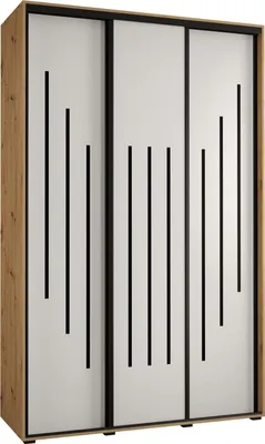 Produktbild von MEBLE KRYSPOL Cannes 8 Schrank mit 3 Schiebetüren - 205,2x150x45 cm - Artisan Weiß Schwarz