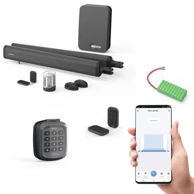 Produktbild von Vernetzter Antrieb für Flügeltore Teha Connect + Notstromversorgung + Codeschloss + 2 zusätzliche Fernbedienungen