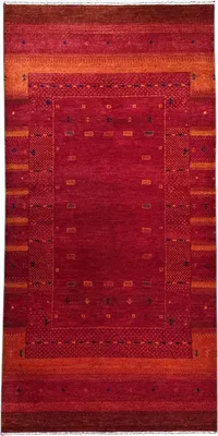 Produktbild von Teppich LORIBAFT TEPPICH HANDGEKNÜPFT | Farbe: Rot; Größe: 70x140 cm | strapazierfähig und leicht zu reinigen | Wohnzimmer | Schlafzimmer