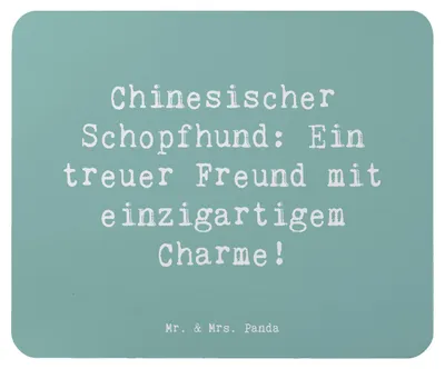 Produktbild von Mr. & Mrs. Panda Mouse Pad Spruch Chinesischer Schopfhund Charme - Meeresbrise - Geschenk, kleine Hunde, pc mausunterlage, Mousepad, mauspad, Hunderassen Charakter