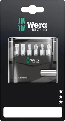 Obrázok produktu pre Wera 05073406001, 7 kusov, Phillips, Krížový, Zdierka, PH 1, PH 2, PZ 1, PZ 2, 1.1 mm, Nerezová oceľ