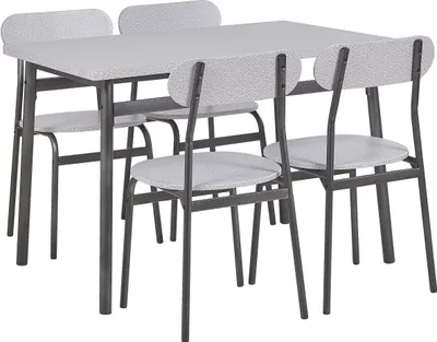 Produktbild von BELIANI Essgruppe Grau/Schwarz Stahl und MDF-Platte rechteckiger Tisch 110x70 cm mit 4 Stühlen Moderner Industrieller Retro Stil Küche Wohn-Küche